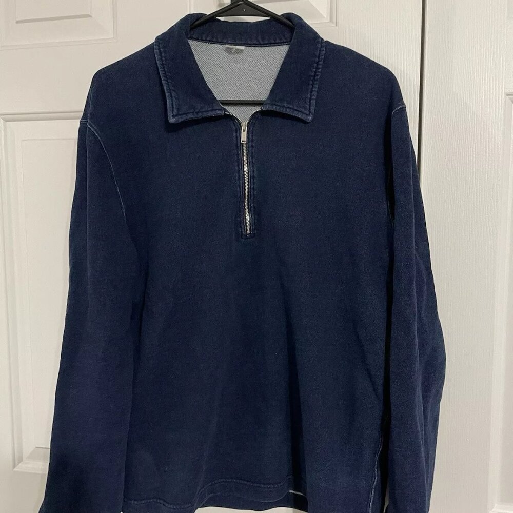Arket Half-zip Sweatshirt in Garment Dye Indigo Size S